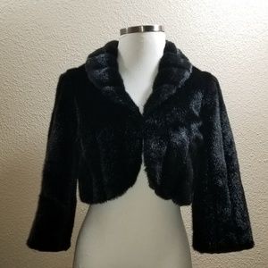 *SALE* INC Black Faux Fur Cropped Coat